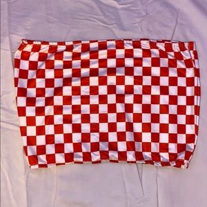 Red checkered tube top